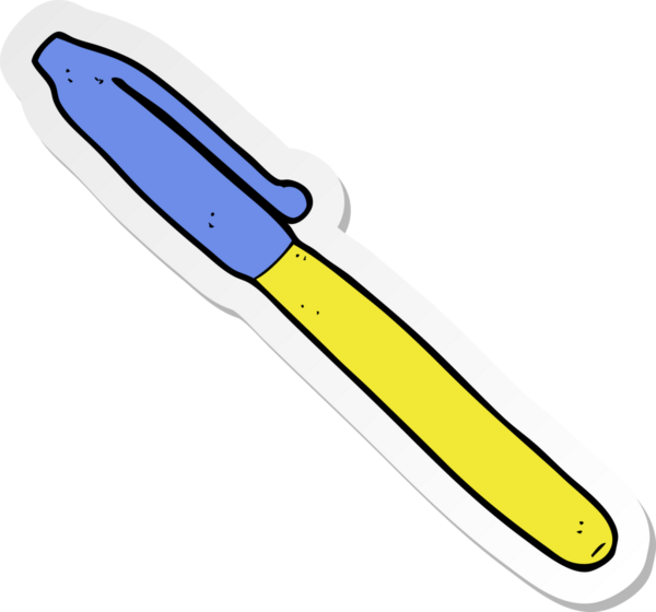 Bir insan tarafından çizilmiş bir karikatür kalemi etiketi.