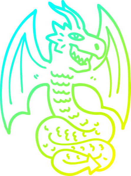 Bir insan tarafından çizilmiş bir ejderhanın soğuk çizgi çizimi.