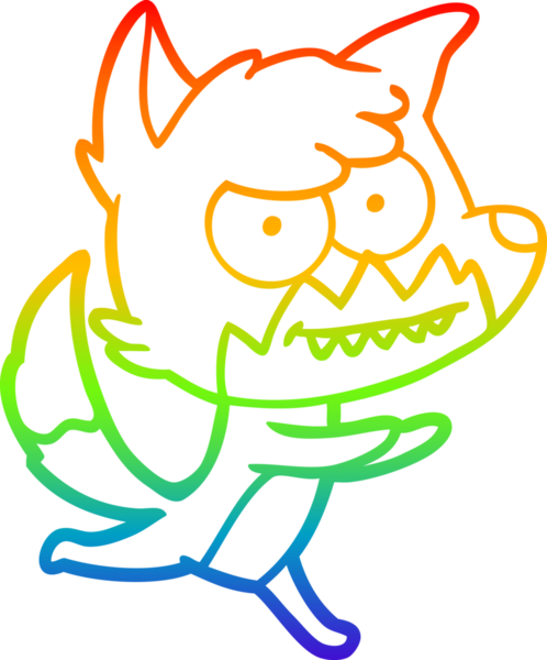 Bir insan tarafından çizilmiş sırıtan tilki çizgi çizimi.