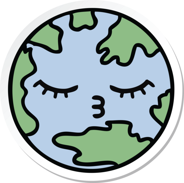 Bir insan tarafından çizilmiş şirin bir çizgi film gezegeninin çıkartması.