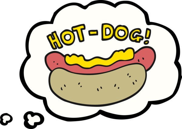 Bir insan tarafından çizilmiş serbest çizim baloncuk sosisli sandviç.