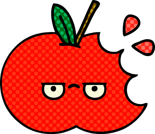 Bir insan tarafından çizilmiş kırmızı elma çizgi filmi.