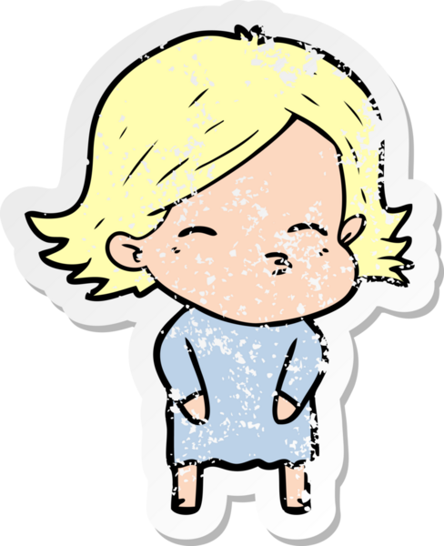 Bir insan tarafından çizilmiş karikatür bir kadının sıkıntılı çıkartması.