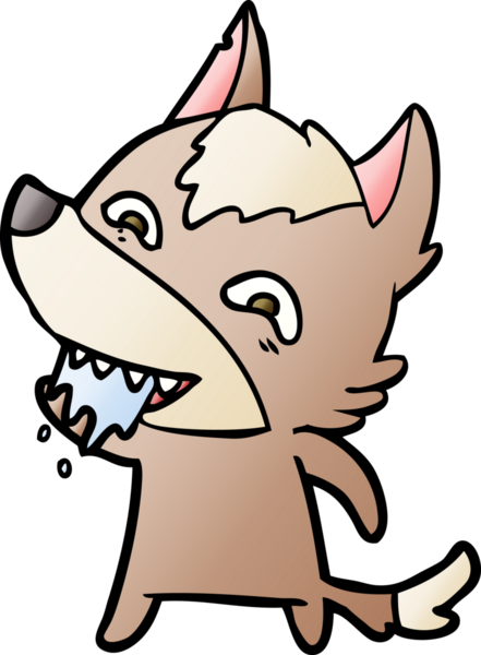 Bir insan tarafından çizilmiş aç kurt çizgi filmi.