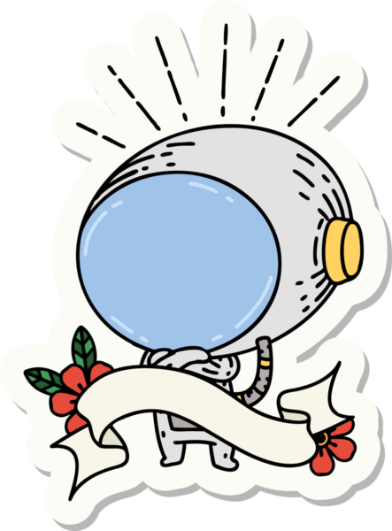 Bir insan tarafından çizilmiş dövme stili astronot çıkartması.