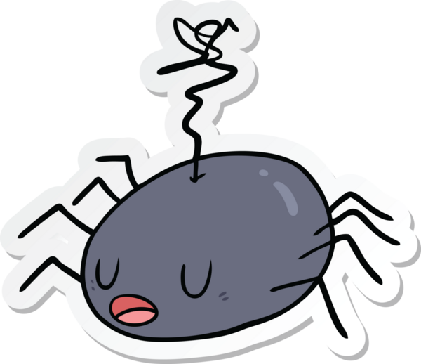 Bir insan tarafından çizilmiş çizgi film örümceğinin çıkartması.