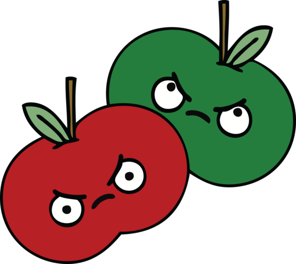 Bir insan tarafından çizilmiş tatlı bir elma karikatürü.