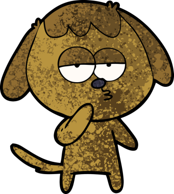 Bir insan tarafından çizilmiş yorgun bir köpek.