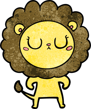 Bir insan tarafından çizilmiş çizgi film aslanı.