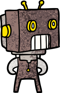 Bir insan tarafından çizilmiş çizgi film robotu