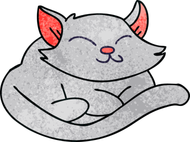 Bir insan tarafından çizilmiş garip çizgi film kedisi.