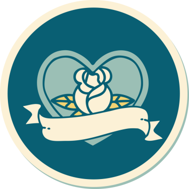 Bir insan tarafından çizilmiş, geleneksel kalp şeklinde dövme çıkartması.