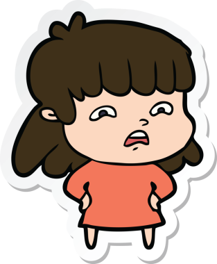 Bir insan tarafından çizilmiş endişeli bir karikatür çıkartması.