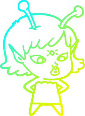 Bir insan tarafından çizilmiş güzel bir uzaylı kız çizimi.