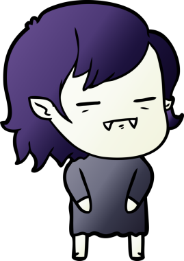 Bir insan tarafından çizilmiş ölümsüz vampir kız çizgi filmi.