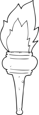 Bir insan tarafından çizilmiş el yazması siyah beyaz çizgi film meşalesi.