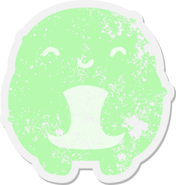 Bir insan tarafından çizilmiş küçük bir kurbağa grunge çıkartması.