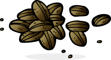 bir insan tarafından çizilmiş kahve çekirdekleri.