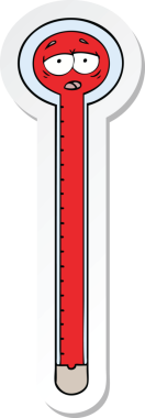 Bir insan tarafından çizilmiş karikatür termometresinin etiketi.