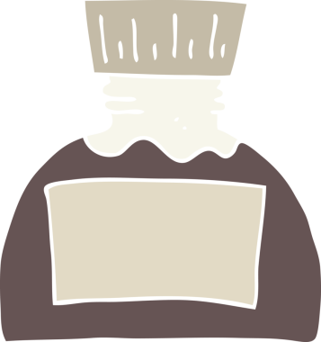 Bir insan tarafından çizilmiş mürekkep kabının düz renk çizimi