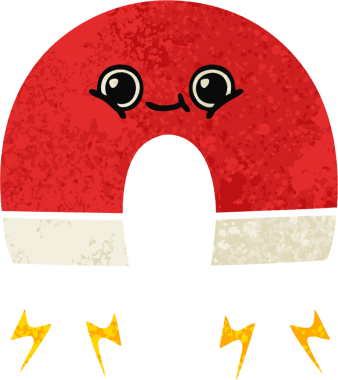 Bir insan tarafından çizilmiş mıknatısın retro illüstrasyon tarzı karikatürü