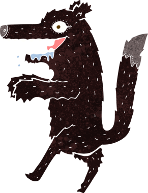 Bir insan tarafından çizilmiş büyük kötü kurt çizgi filmi.