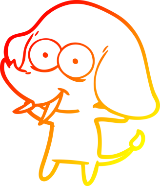 Bir insan tarafından çizilmiş mutlu bir filin sıcak çizgi çizimi