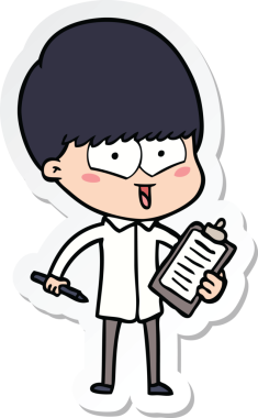 Bir insan tarafından çizilmiş mutlu bir çocuğun çıkartması.