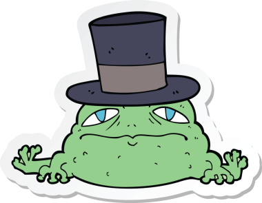 Bir insan tarafından çizilmiş zengin kara kurbağasının çıkartması.