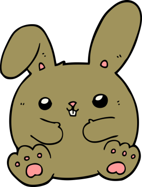 Bir insan tarafından çizilmiş çizgi film tavşanı