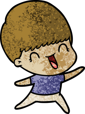 Bir insan tarafından çizilmiş mutlu çizgi film çocuğu.