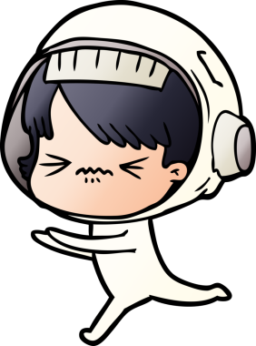 Bir insan tarafından çizilmiş astronot kadın.