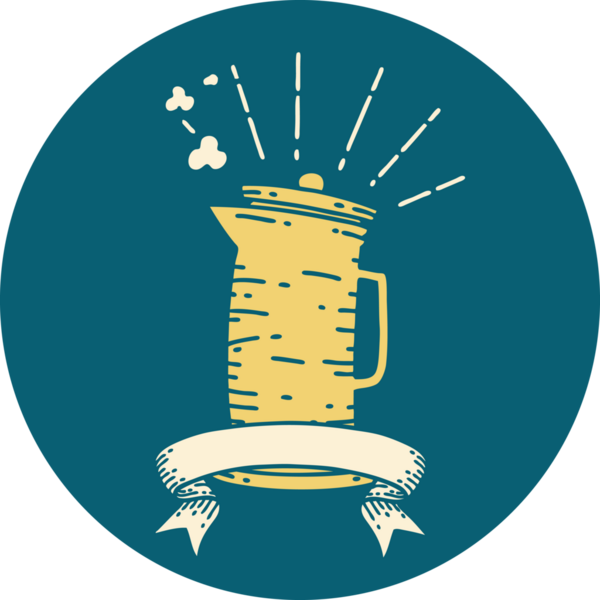 Bir insan tarafından çizilmiş dövme stili kahve sürahisi.