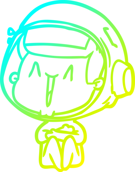 Bir insan tarafından çizilmiş mutlu bir astronotun soğuk gradyan çizimi.