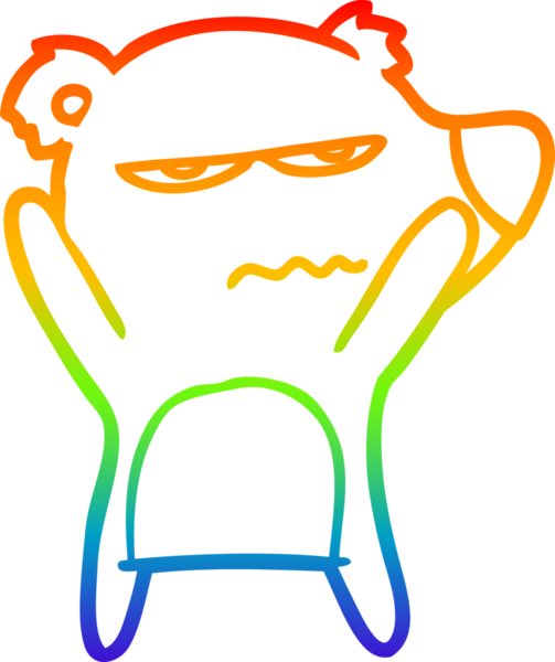 Bir insan tarafından çizilmiş kızgın ayı karikatürünün gökkuşağı gradyanı