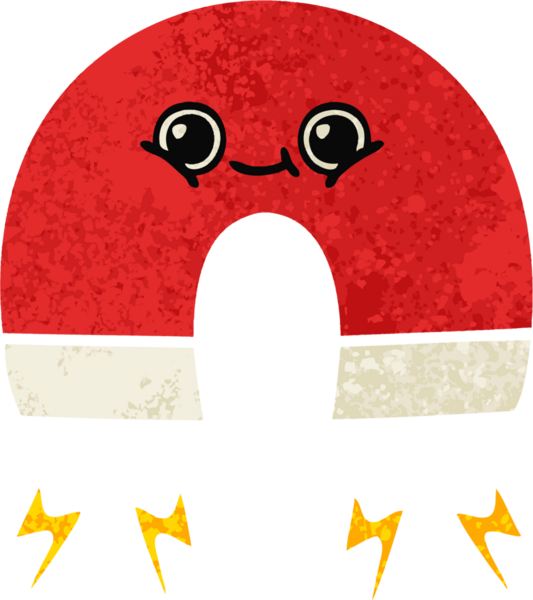 Bir insan tarafından çizilmiş mıknatısın retro illüstrasyon tarzı karikatürü