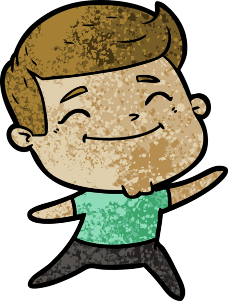 Bir insan tarafından çizilmiş mutlu çizgi film adamı.