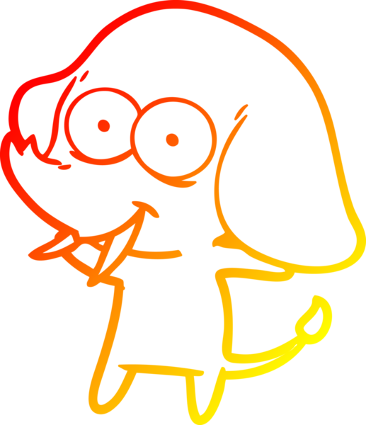 Bir insan tarafından çizilmiş mutlu bir filin sıcak çizgi çizimi