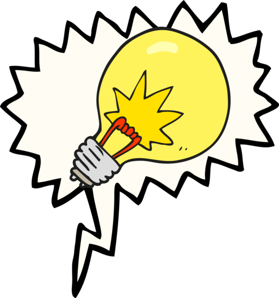 Bir insan tarafından çizilmiş serbest konuşma balonu çizgi film ampulü