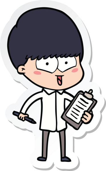 Bir insan tarafından çizilmiş mutlu bir çocuğun çıkartması.