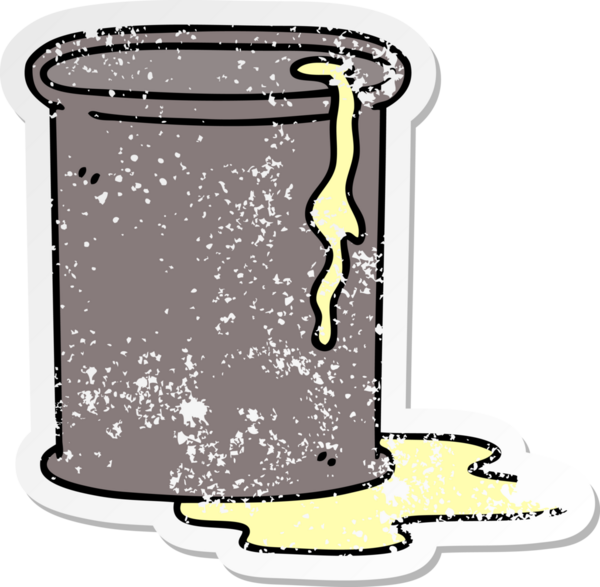 İnsan eliyle çizilmiş garip bir yağ fıçısının sıkıntılı çıkartması.