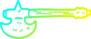 Bir insan tarafından çizilmiş altın bir baltanın soğuk eğimli çizgisi.