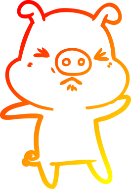 Bir insan tarafından çizilmiş kızgın bir domuzun sıcak çizgi çizimi