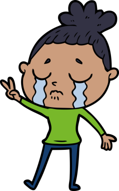 Bir insan tarafından çizilmiş ağlayan kadın çizgi filmi.