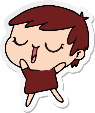 Bir insan tarafından çizilmiş kawaii kısa saçlı kızın serbest sticker karikatürü.