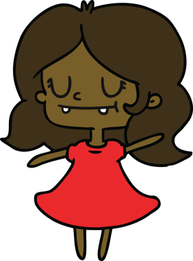 Bir insan tarafından çizilmiş tatlı bir kawai kızının serbest çizimi.