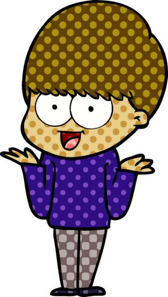 Bir insan tarafından çizilmiş mutlu çizgi film çocuğu.