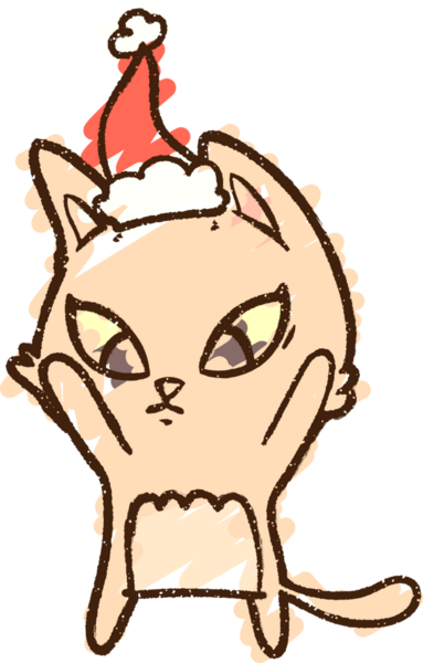 Bir insan tarafından çizilen Noel Kedisi Tebeşiri