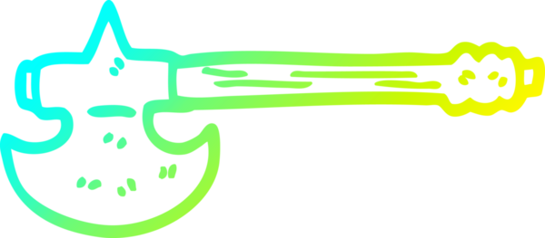 Bir insan tarafından çizilmiş altın bir baltanın soğuk eğimli çizgisi.