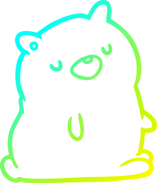 Bir insan tarafından çizilmiş şirin bir ayının soğuk eğimli çizgisi.